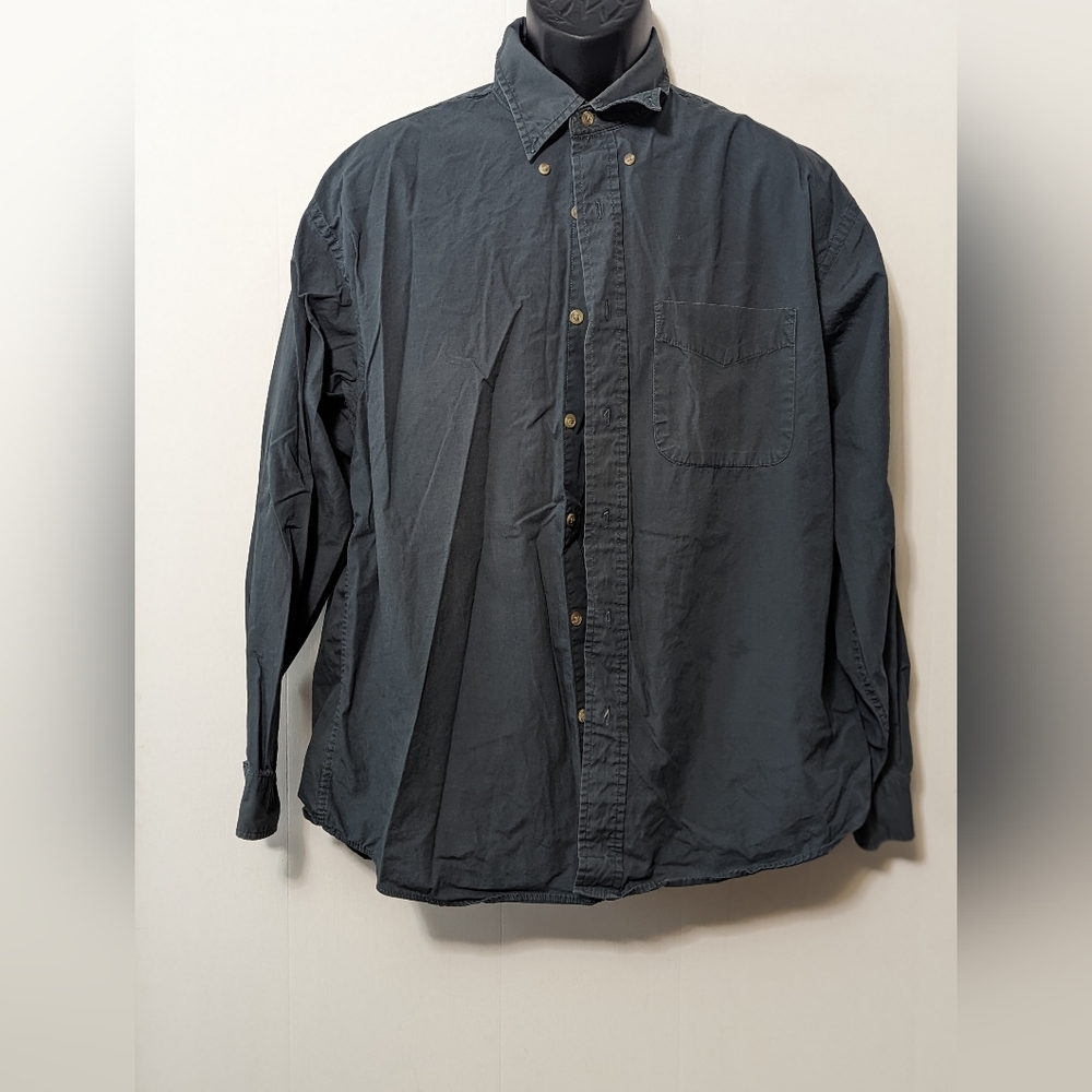 Men's Van Heusen Button Down Shirt Size 16.5 Grayish Blue Color